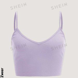 SHEIN EZwear Solid Rib-knit Cami Top